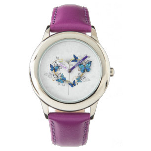 Jewellery Heart with Butterflies Morpho Watch