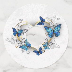 Jewellery Heart with Butterflies Morpho Wine Glass Tag