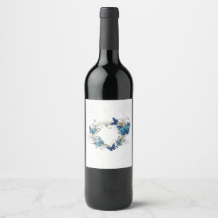 Jewellery Heart with Butterflies Morpho Wine Label