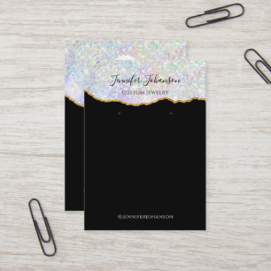 Jewellery Holder Earrings Glitter Agate Black Business Card