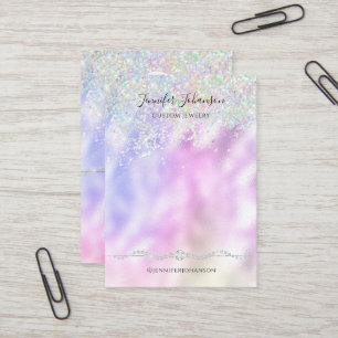 Jewellery holder earrings Rose gold glitter rainbo Business Card