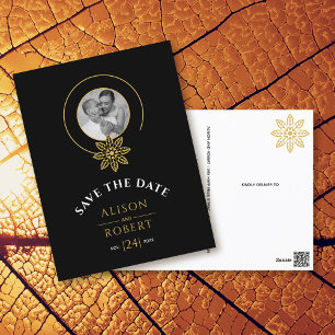 Jewellery inspired frame & initials Save the Date Postcard