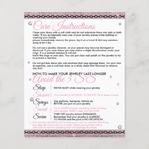 Jewellery Last Longer Care Instruction Tips Flyer