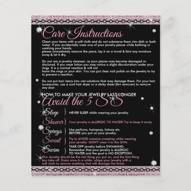 Jewellery Last Longer Care Instructions Join Team Flyer (Front)