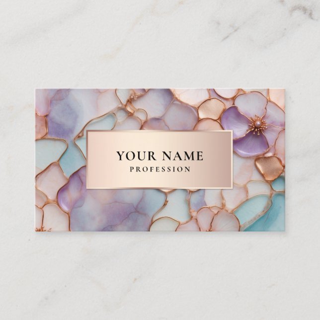 Jewellery Luxury Flowers Chic QR Code Business Card (Front)