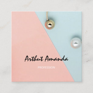 Jewellery Luxury Golden Ring Custom Logo Pink Pear Square Business Card