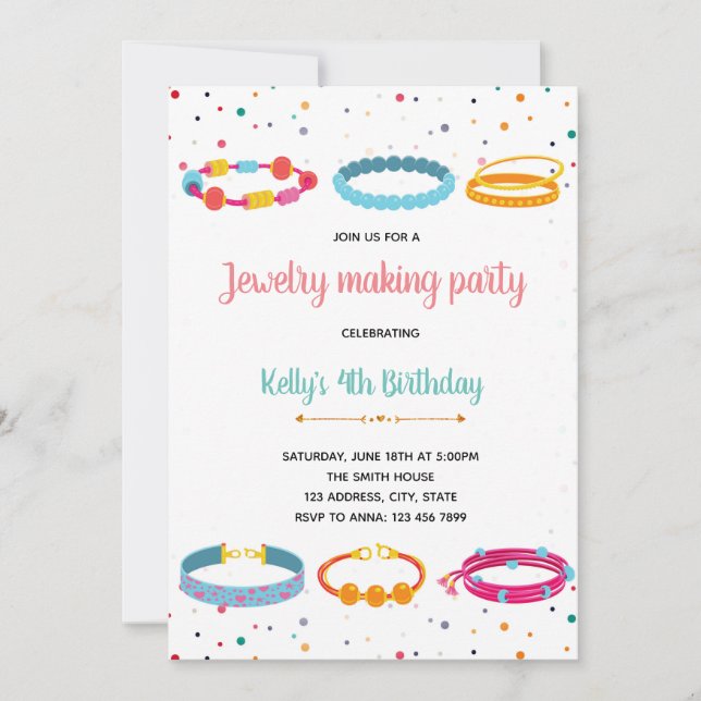 Jewellery making party invitation (Front)