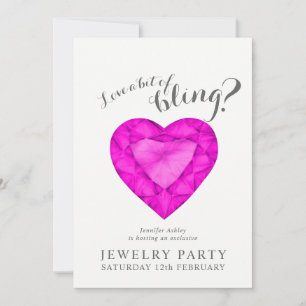 Jewellery party invites pink sapphire love bling