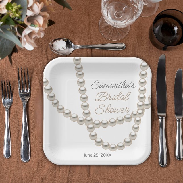 Jewellery Pearl Necklace Bridal Shower Paper Plate (Creator Uploaded)