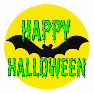 Jewellery - Pin - Batty "Happy Halloween" Photo Sculpture Badge