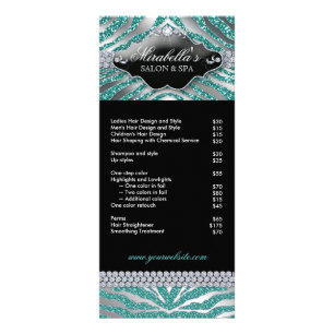 Jewellery Rack Card Zebra Luxury Teal Sparkle