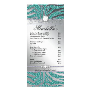 Jewellery Rack Card Zebra Luxury Teal Sparkle