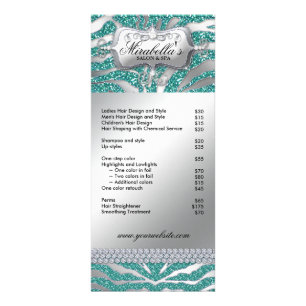 Jewellery Rack Card Zebra Luxury Teal Sparkle Silv