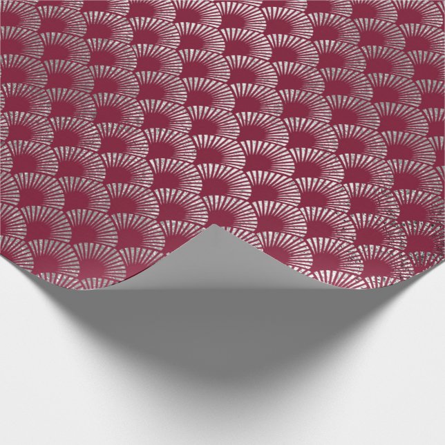Jewellery Scales Maroon Burgundy Silver Vip Wrapping Paper (Corner)