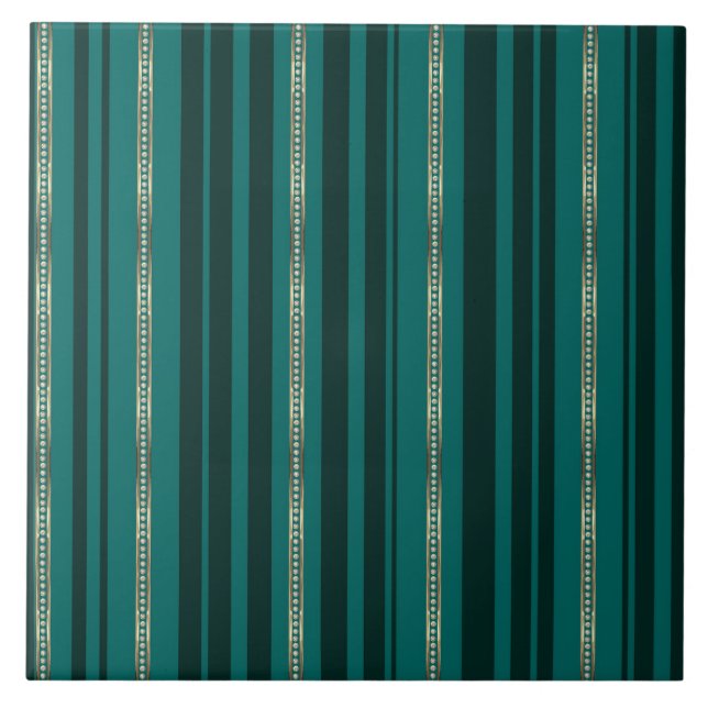 Jewellery Striped Green Ceramic Tile (Front)