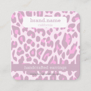 Jewellery Stud Display Pink Leopard Print Handmade Square Business Card