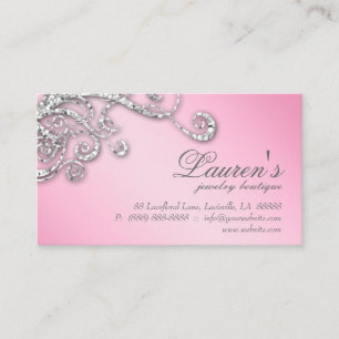 Jewellery Swirl Loyalty Card Glitter Diamonds Pink