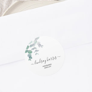 Jewellery Watercolor Eucalyptus  Classic Round Sticker