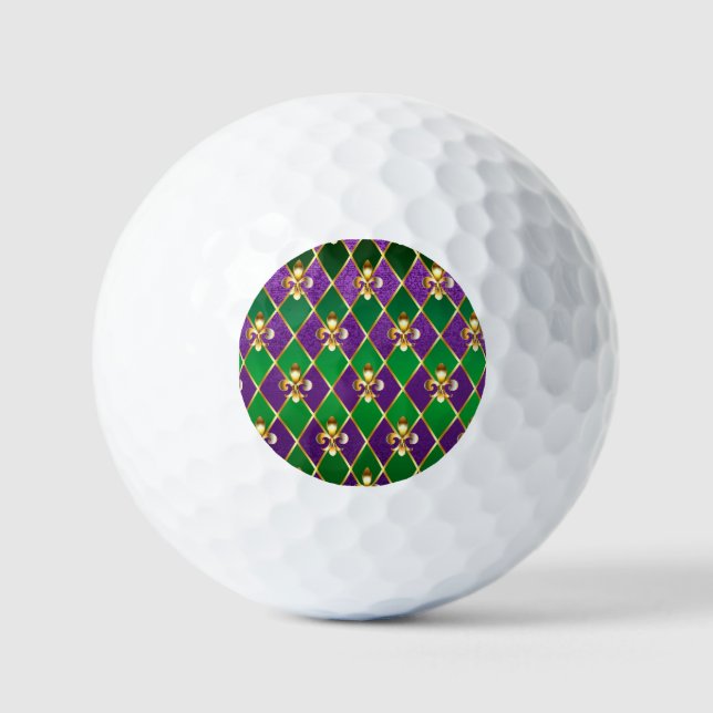 Jewelry Background Mardi Gras Golf Balls (Front)