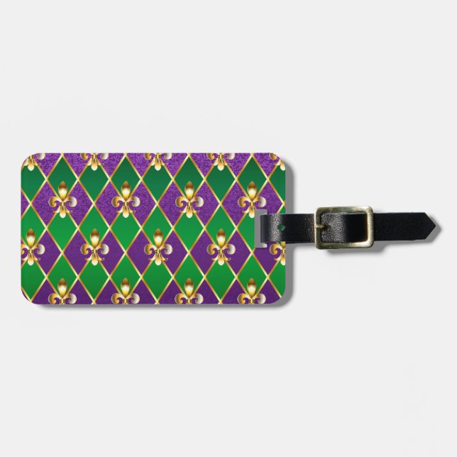 Jewelry Background Mardi Gras Luggage Tag (Front Horizontal)