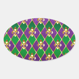 Jewelry Background Mardi Gras Oval Sticker