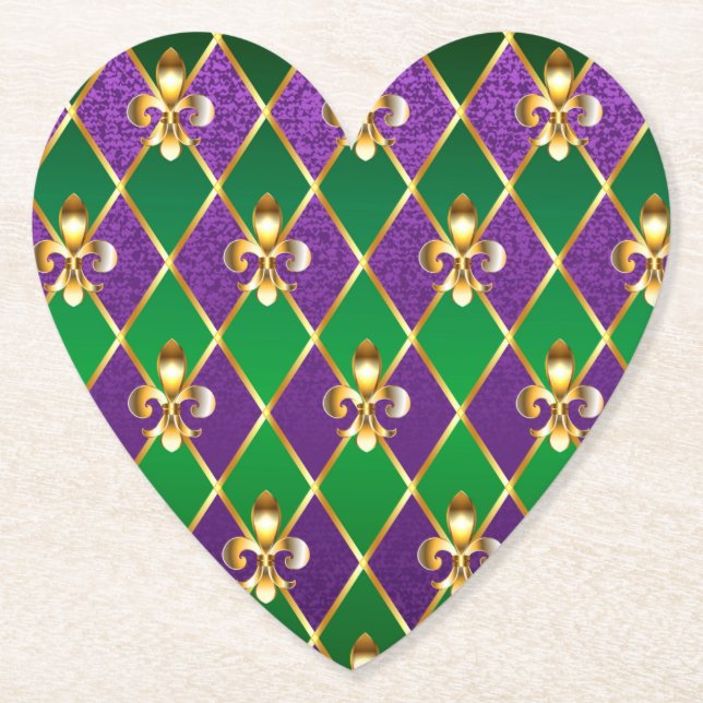Jewelry Background Mardi Gras Paper Coaster (Front)