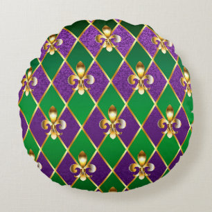Jewelry Background Mardi Gras Round Cushion