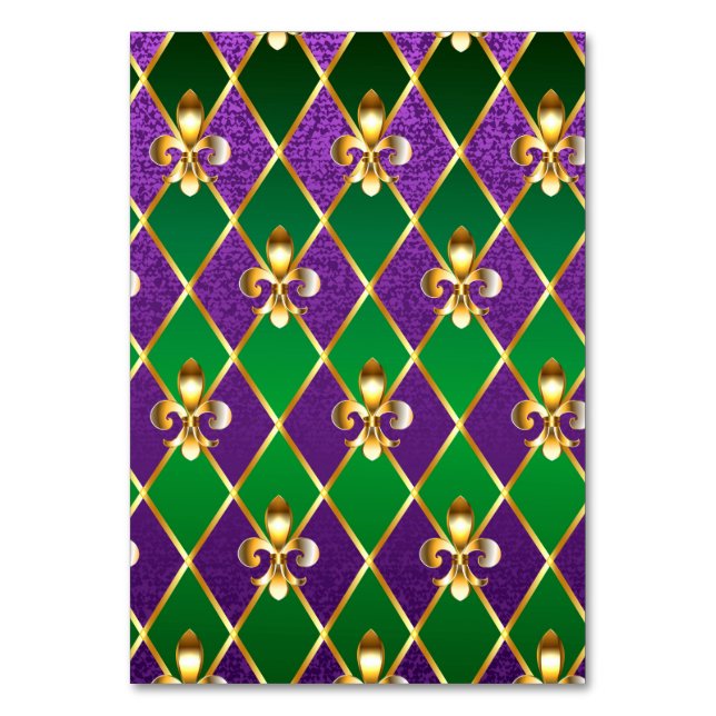 Jewelry Background Mardi Gras Table Number (Front)