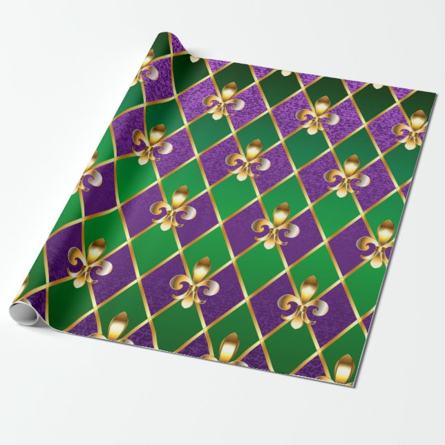 Jewelry Background Mardi Gras Wrapping Paper (Unrolled)