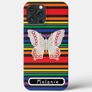 Jewelry  butterfly Abstract Striped Rainbow  iPhone 13 Pro Max Case