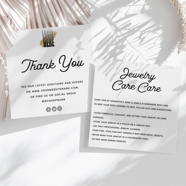 Jewelry Care Card Thank You with logo   (Creator Uploaded)