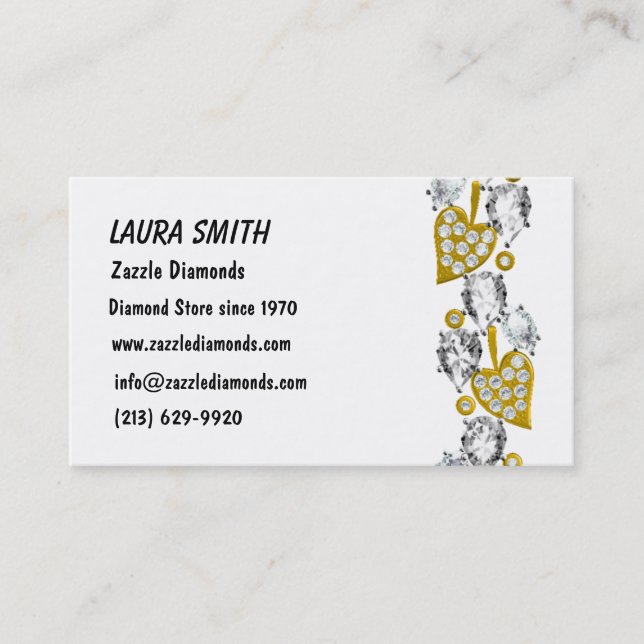 JEWELRY CUSTOMIZABLE BUSINESS CARD - White (Front)
