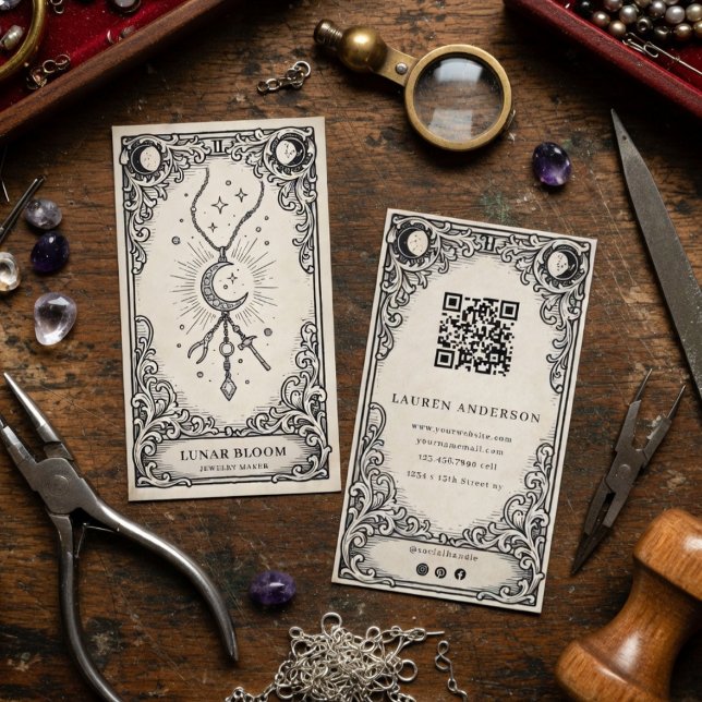 Jewelry Maker  | Vintage Celestial Jewelry Maker  Business Card (Creator Uploaded)