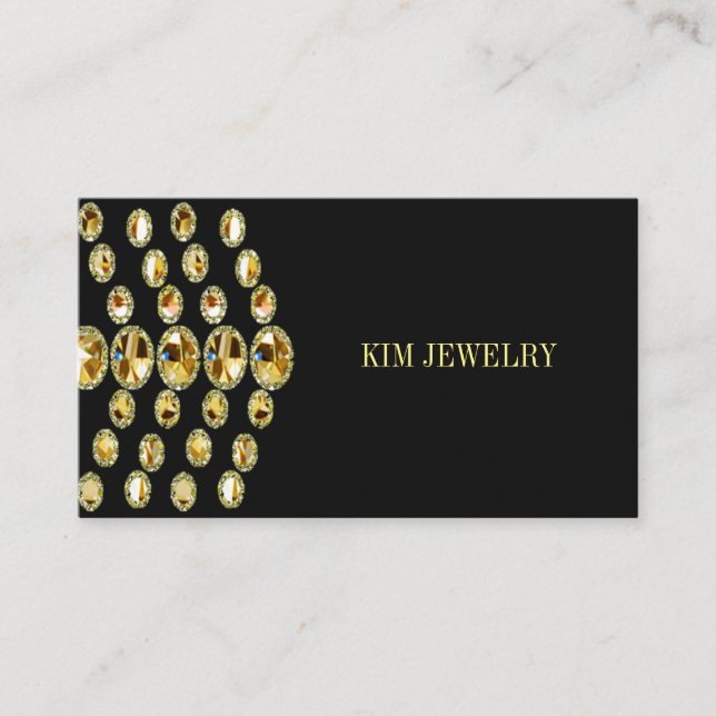 Jewelry On Black Business Card (Front)
