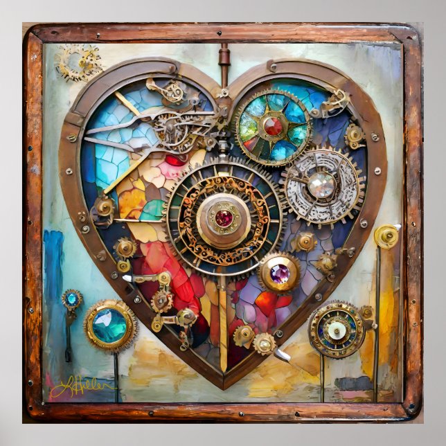 Jewels And Stained Glass Heart Steampunk Series Poster (Front)