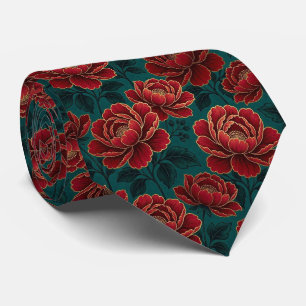 Jeweltone Flowers with Gold Accents Tie