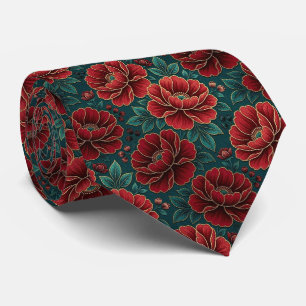 Jeweltone Flowers with Gold Accents Tie