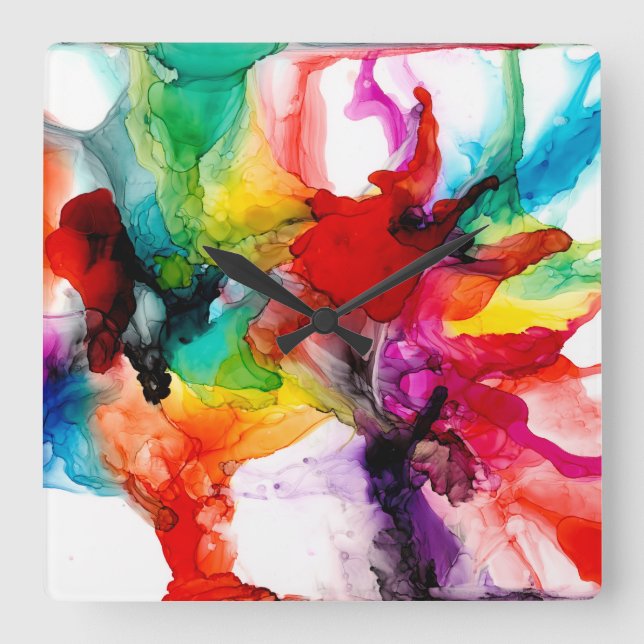 Jeweltone Prism - Watercolor Square Wall Clock (Front)