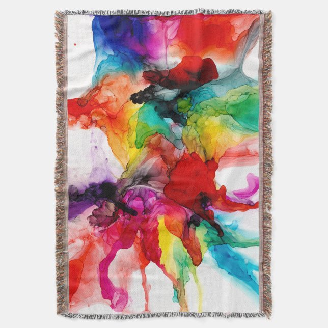Jeweltone Prism - Watercolor Throw Blanket (Front Vertical)