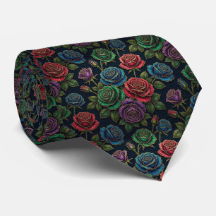 Jeweltone Roses with Gold Accents Tie