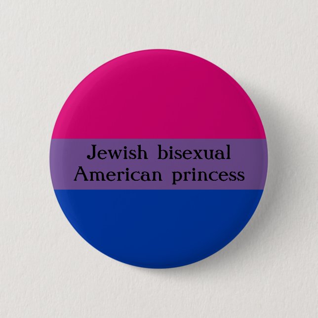 Jewish and bi 6 cm round badge (Front)