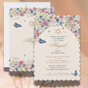 Jewish Baby Naming Floral Flower Girl  Invitation