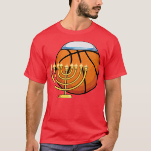 Jewish Basketball Menorah Hanukkah Chanukah Sport T-Shirt