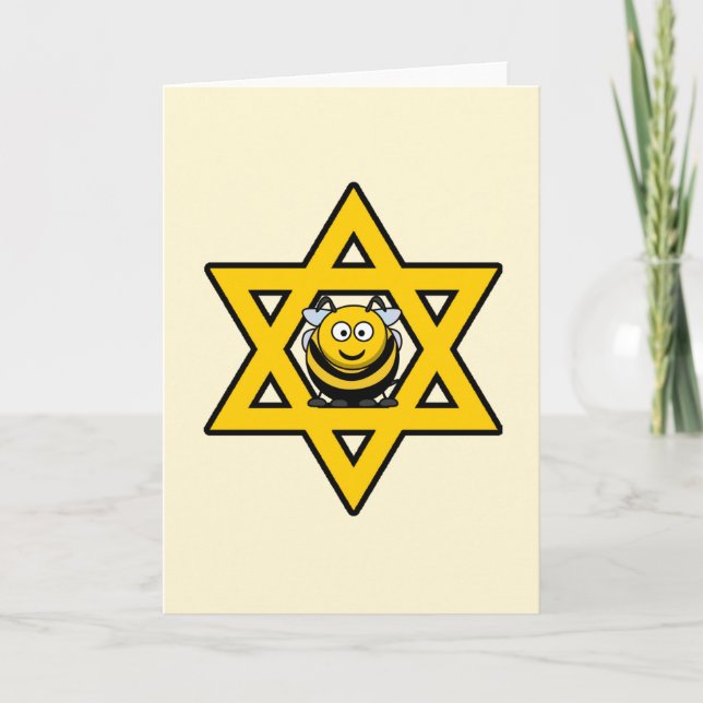 Jewish Bee Star of David Holiday Card (Front)