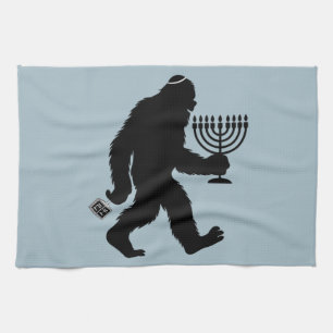 Jewish Bigfoot Hanukkah Chanukah Humour Hilarious  Tea Towel