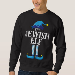 Jewish Blue Elf Matching Family Christmas Party Sweatshirt