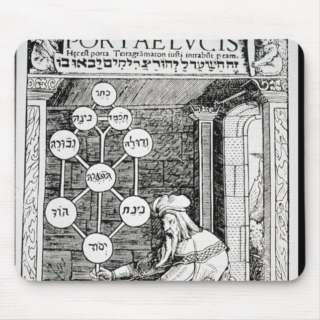 Jewish cabbalist holding a sephiroth mouse pad (Front)