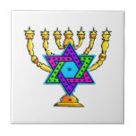 Jewish Candlesticks Ceramic Tile<br><div class="desc">Traditional Jewish candlesticks symbolising the Hebrew Jewish Star and Light.  If you are looking for Jewish gifts,  gift ideas for Bas and Bar Mitzvah,  weddings or Jewish holidays like Hanukkah and Passover please visit our greeting cards,  baby gifts and birthday presents.</div>