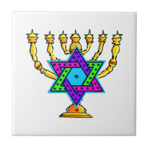 Jewish Candlesticks Ceramic Tile