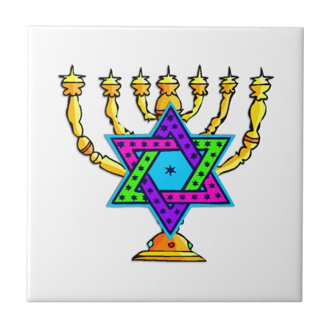 Jewish Candlesticks Ceramic Tile (Front)
